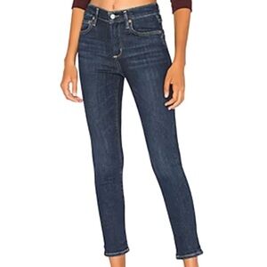 Agolde Premium Denim Sophie High Rise Skinny Crop Jeans Size 27 Dark Wash